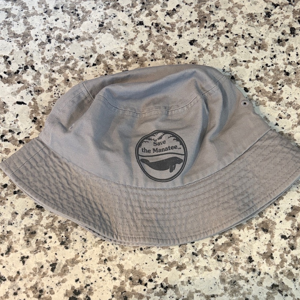 Gray Bucket Hat with Manatee Logo